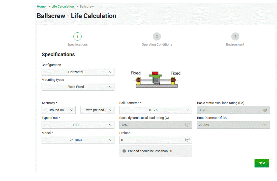 Ballscrew life calculation function update
